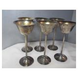 Apollo Hammered Silver Plate 6pc Wine Goblet Set
