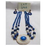 Blue Lapis & Mother of Pearl Necklace & Earrings