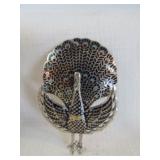 Sterling Silver Enamel Peacock Brooch