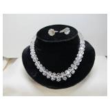 Art Deco Style Clear Faceted Crystal Jewelry Set