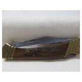 Brass Inlaid Wood Handle 5" Lock Back Knife
