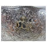Ornate Engraved Bullriding Rodeo Belt Buckle