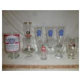 9pc Beer Glasses - Pabst, German, Heineken, Etc.