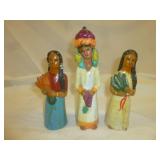 3pc Hand Painted Terra Cotta Native Women Figures