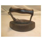 Antique Cast Iron Sad Iron with Wood Handle