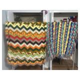 2pc Vintage Hand Crocheted Afghan Throws