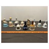 11pc Ceramic & Porcelain Souvenir Bell Collection