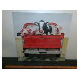 Farm Animals In Truck Wrapped Canvas Art Print