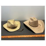2pc Woven Straw Western Hats
