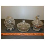 3pc Crystal & Glass Vintage Compote Candy Dish