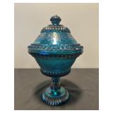 Fenton Wildflower Amethyst Carnival Glass Compote