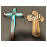 2pc Hand Made Wood Decorative Wall Crosses