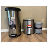 3pc Metal Step Trash Cans