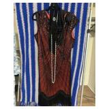 1920s Style Gatsby Sequined Flapper Dress & Accs