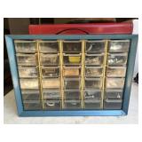 Metal Shop Organizer Bin with Contents