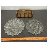 3pc Vintage Glass Serving Trays Brockway & Indiana