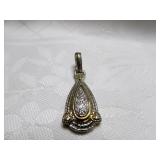 18k Gold & Sterling Silver Teardrop Pendant