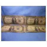 4pc US $1 Silver Certificates - 1935 Series F&G