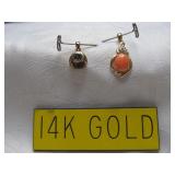 2pc 14k Gold & Natural Stone Pendants