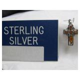 Sterling Silver & Amber Large Cross Pendant