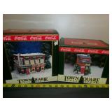2pc Coca Cola Town Square Lighted Xmas Village