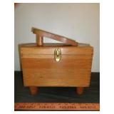 Vintage Wood Shoeshine Box with Shoe Care Supplies
