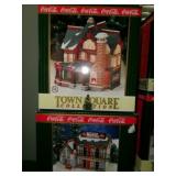 2pc Coca Cola Town Square Lighted Village Building