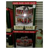 2pc Coca Cola Town Square Lighted Village Building
