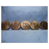 5pc US Eisenhower $1 Coins - 1972 & 1976
