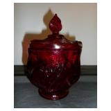 Fenton Ruby Red Paisley Swirl Art Glass Candy Dish