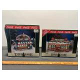 2pc Coca Cola Town Square Lighted Village Building