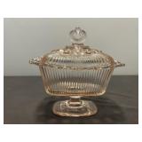 Indiana Glass Lace Edge Pink Pedestal Candy Dish