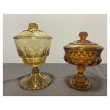 Hazel-Atlas & Indiana Glass Vintage Amber Compotes