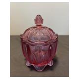 Fenton Glass Dusty Rose Cranberry "Cactus" Jar