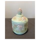 Lotus Mist Burmese Fenton Art Glass Lidded Jar