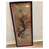Vintage Carved Jade & Coral Asian Framed Art