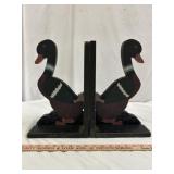Pair of Wood Hand Painted Duck Book Ends