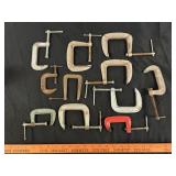 11pc Steel C Clamps - 2" to 3"