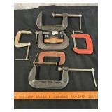 6pc 3" & 4" Steel C Clamps - Some Unused