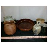 6pc Vintage Stone Ware - Vases, Pitcher, Platter