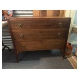 Vintage Walnut Finish 3 Drawer Chest of Drawers