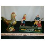 2pc Vintage Cast Iron Bank & Wind Up Tin Toy