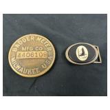 2pc Brass Belt Buckles - Eagle & Badger Meter