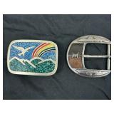 2pc Vintage Brass Belt Buckles - 1960