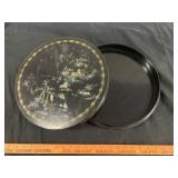 Vintage Chinoiserie Black Lacquer Covered Box Tray