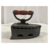 Antique Cast Iron 8.5" Coal Iron w/ Wood Handle