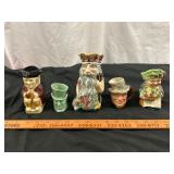 5pc Vintage English Pottery "Toby" Mugs & Cups