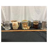 5pc Vintage Beer Steins - Tankards