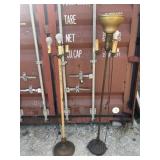 2pc Vintage Cast Iron Base Torchiere Floor Lamps
