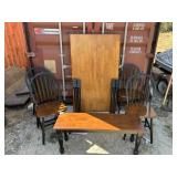 6pc Wood Dining Table, Bench & Chairs Set